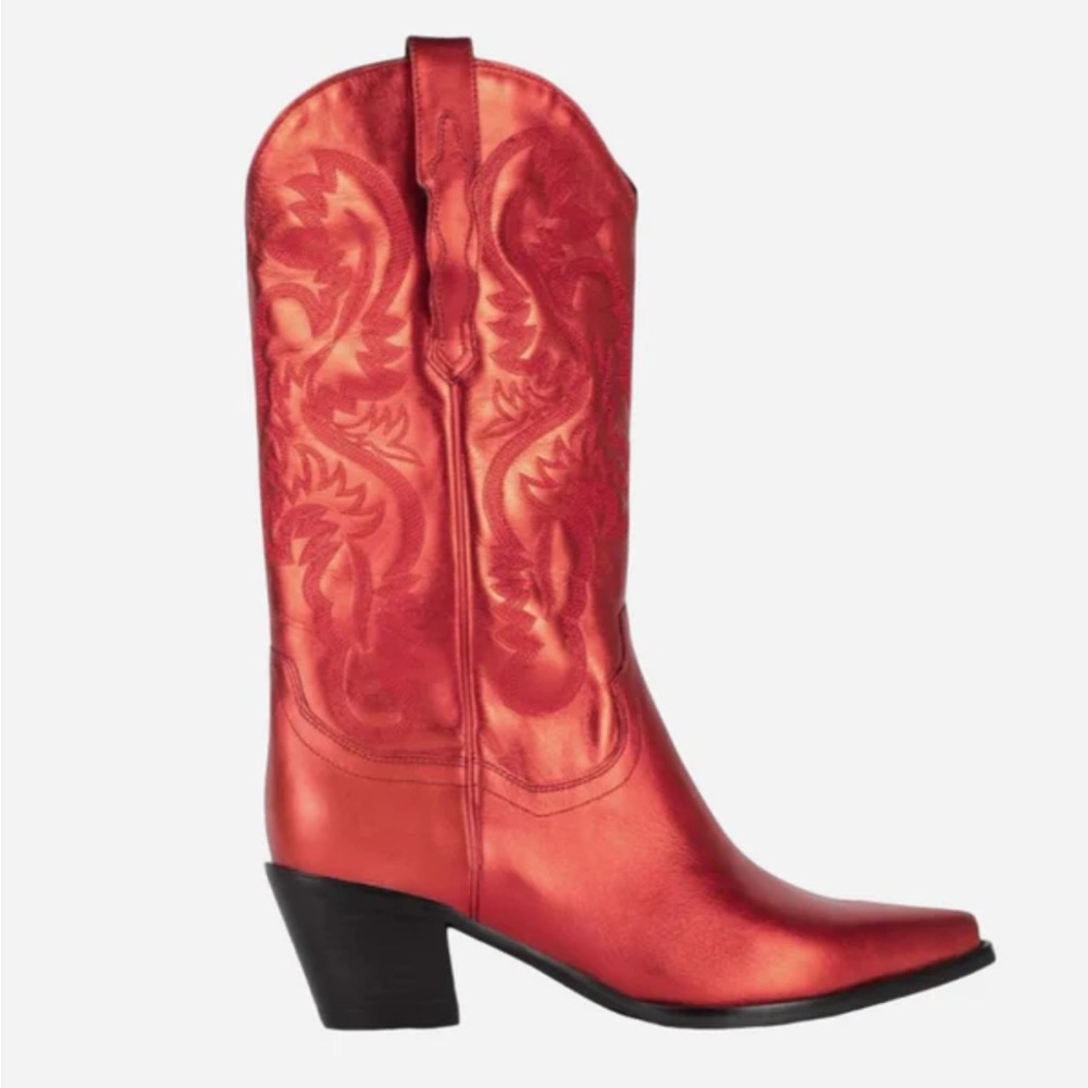 Jeffrey Campbell Dagget Cowboy Boots - Metallic Red